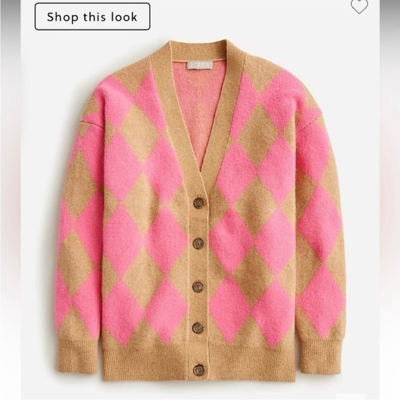 J. Crew Argyle Cardigan Sweater Supersoft Yarn - Picture 2 of 8